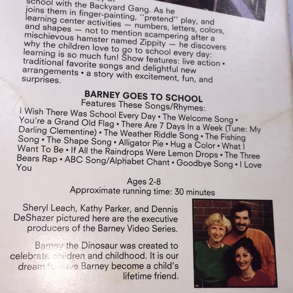Barney Goes To School Sing Along VHS Video 1990 Vintage Purple Dinosaur - Picture 10 of 10